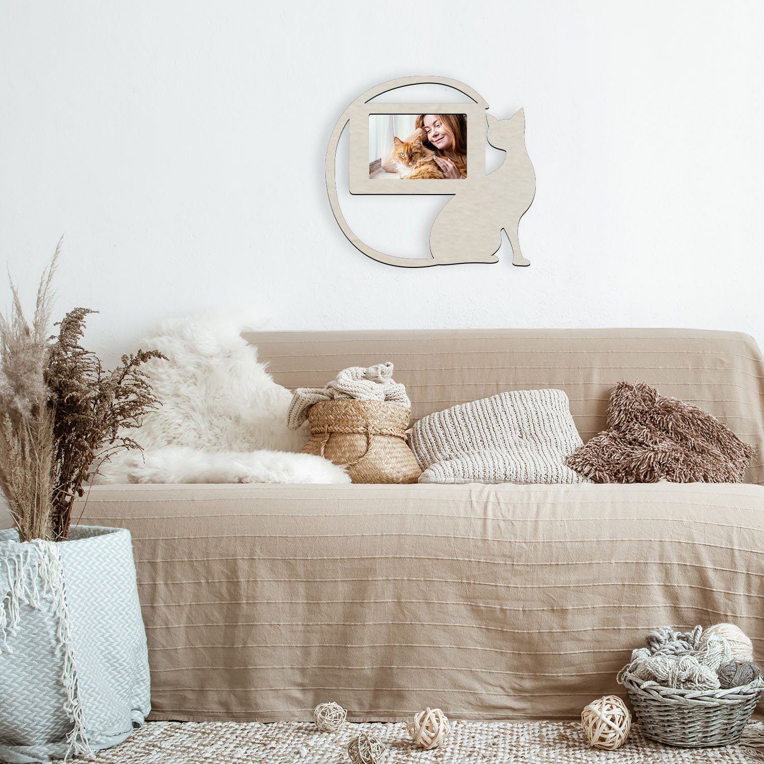 Namofactur Bilderrahmen Katze Fotorahmen aus Holz, Bilderrahmen für Katzen günstig online kaufen