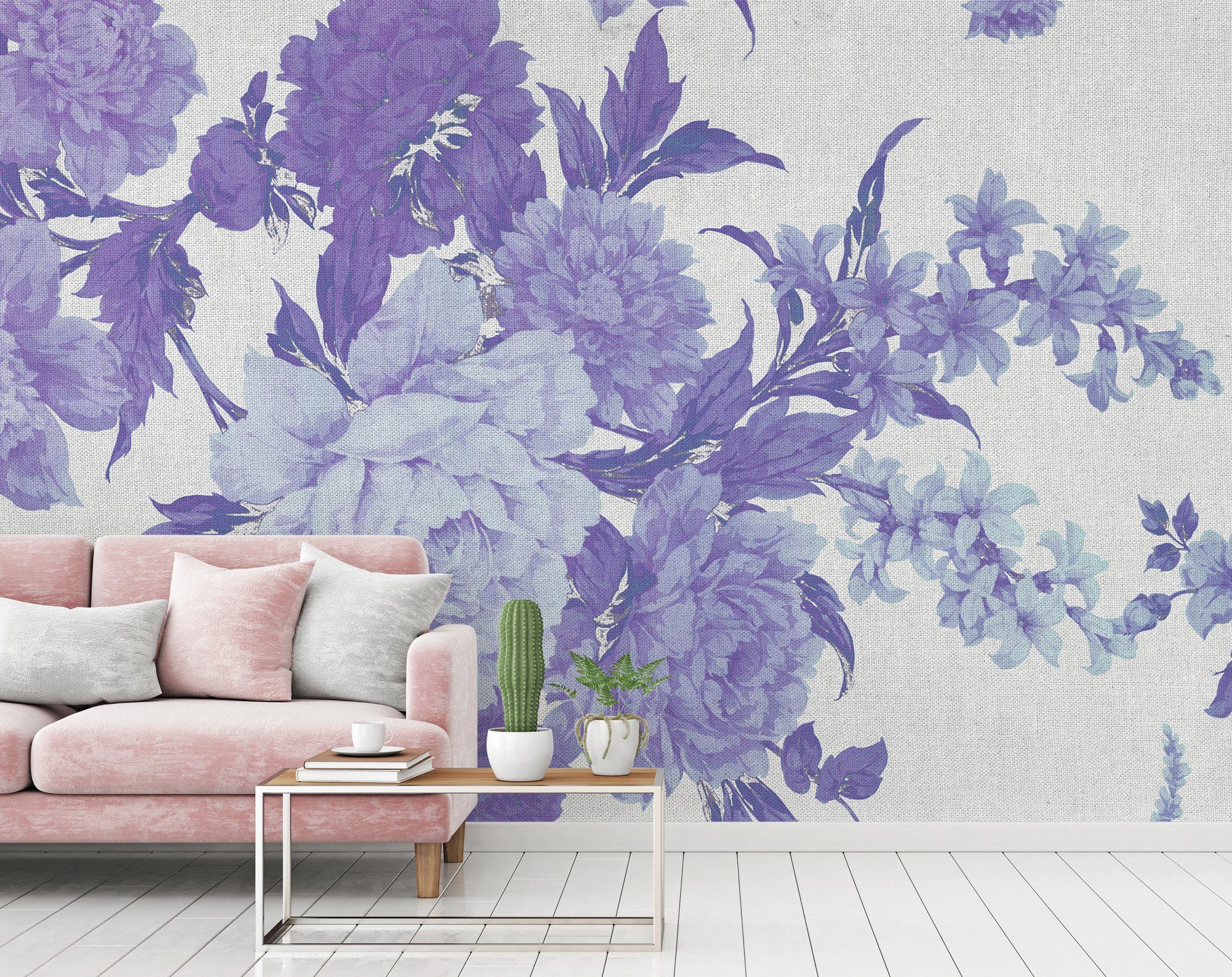 hellblau/weiß/dunkelblau Schräge, (4 Fototapete glatt, floral, Flowers Decke St), 47 Vlies, Paper Architects Wand, 1, Atelier