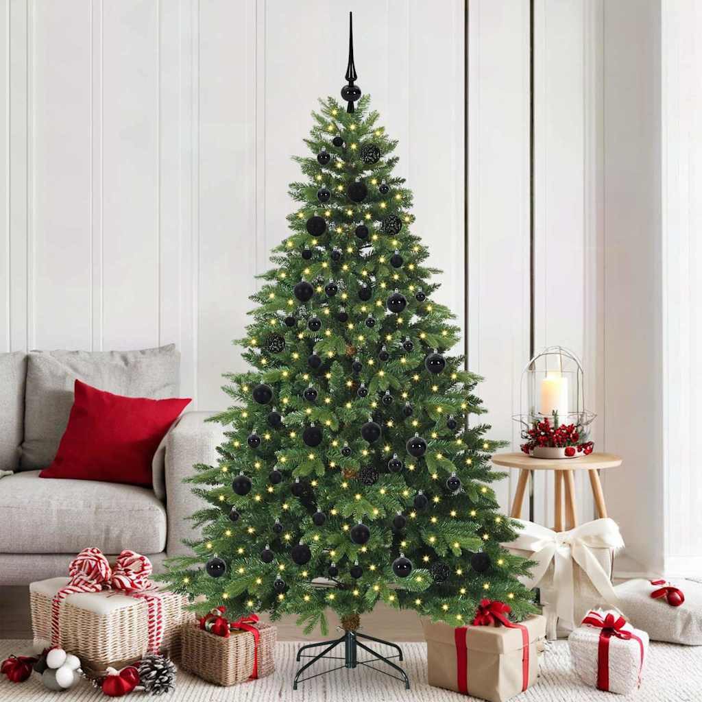 Künstlicher Weihnachtsbaum Grüner Weihnachtsbaum 180 cm mit warmweißen LED-Lichtern und
