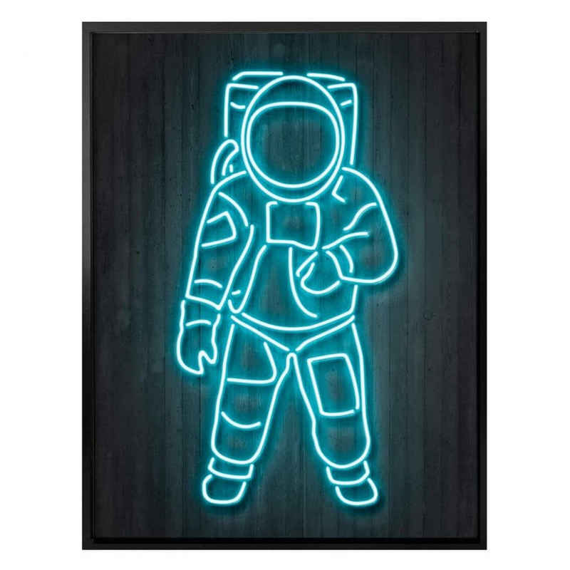 K&L Wall Art Poster Poster Mielu Neon Streets Kult Retro Astronaut Leuchtbild Stil, Wohnzimmer Wandbild modern
