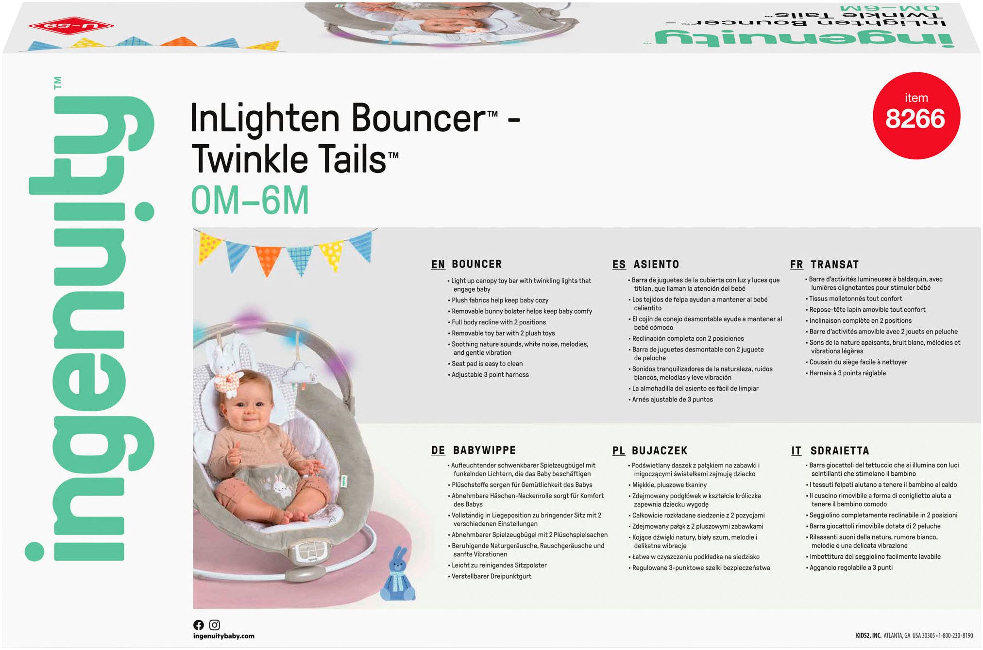 ingenuity Baby Swing InLighten Bouncer™ - Twinkle Tails™, with light and sound