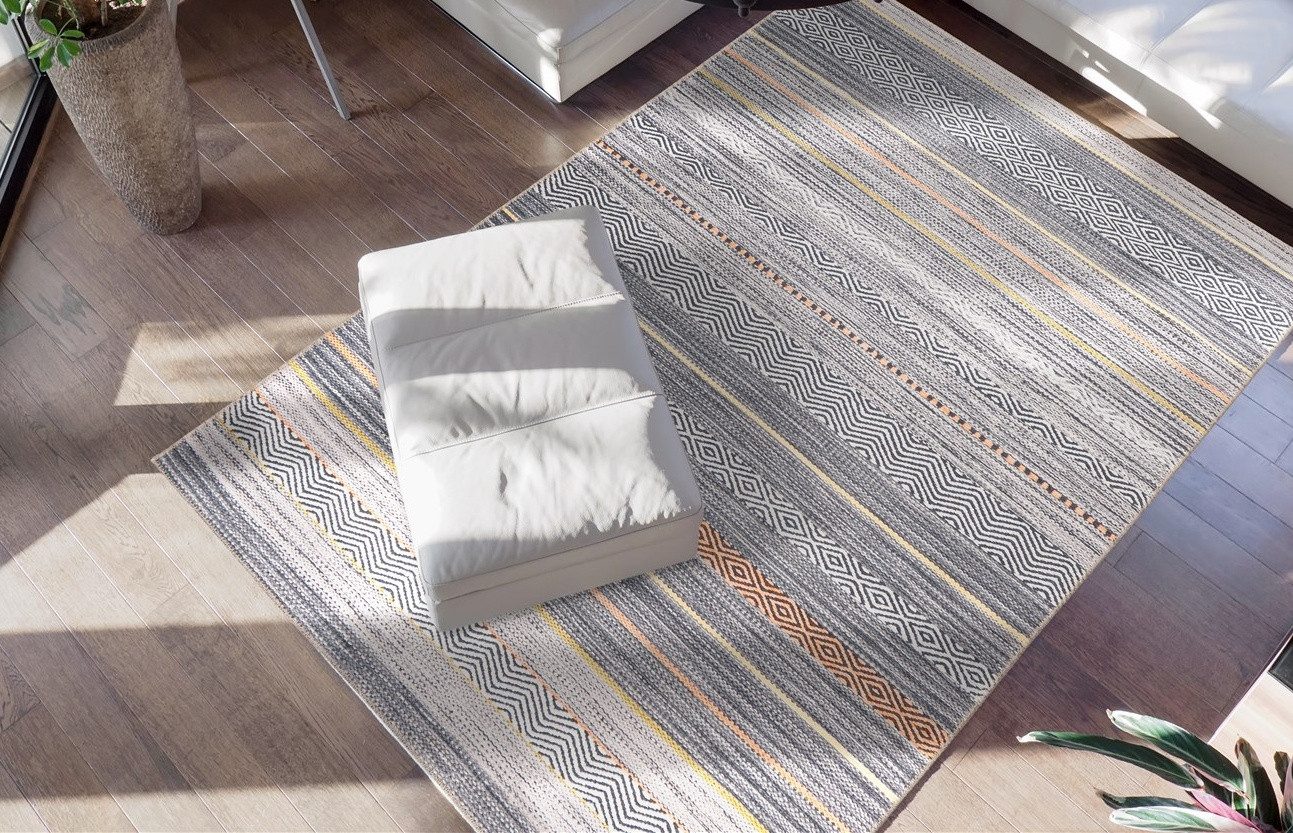 me gusta Teppich Faye 1125, rechteckig, Höhe: 6 mm, Flachgewebe, gedrucktes Motiv, Wohnzimmer, Esszimmer