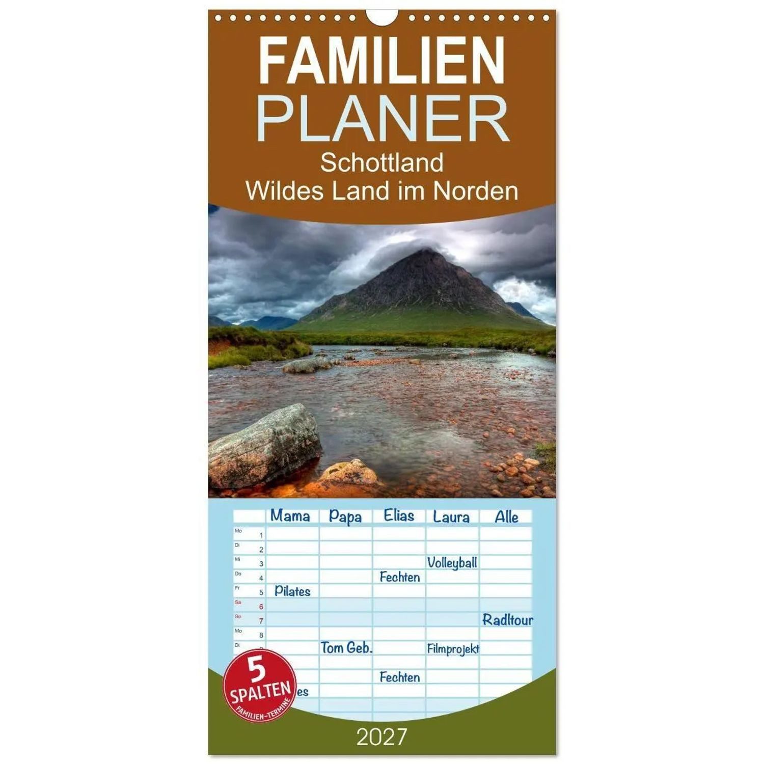 CALVENDO Wandkalender Familienplaner 2027 - Schottland - Wildes Land im Norden mit 5...
