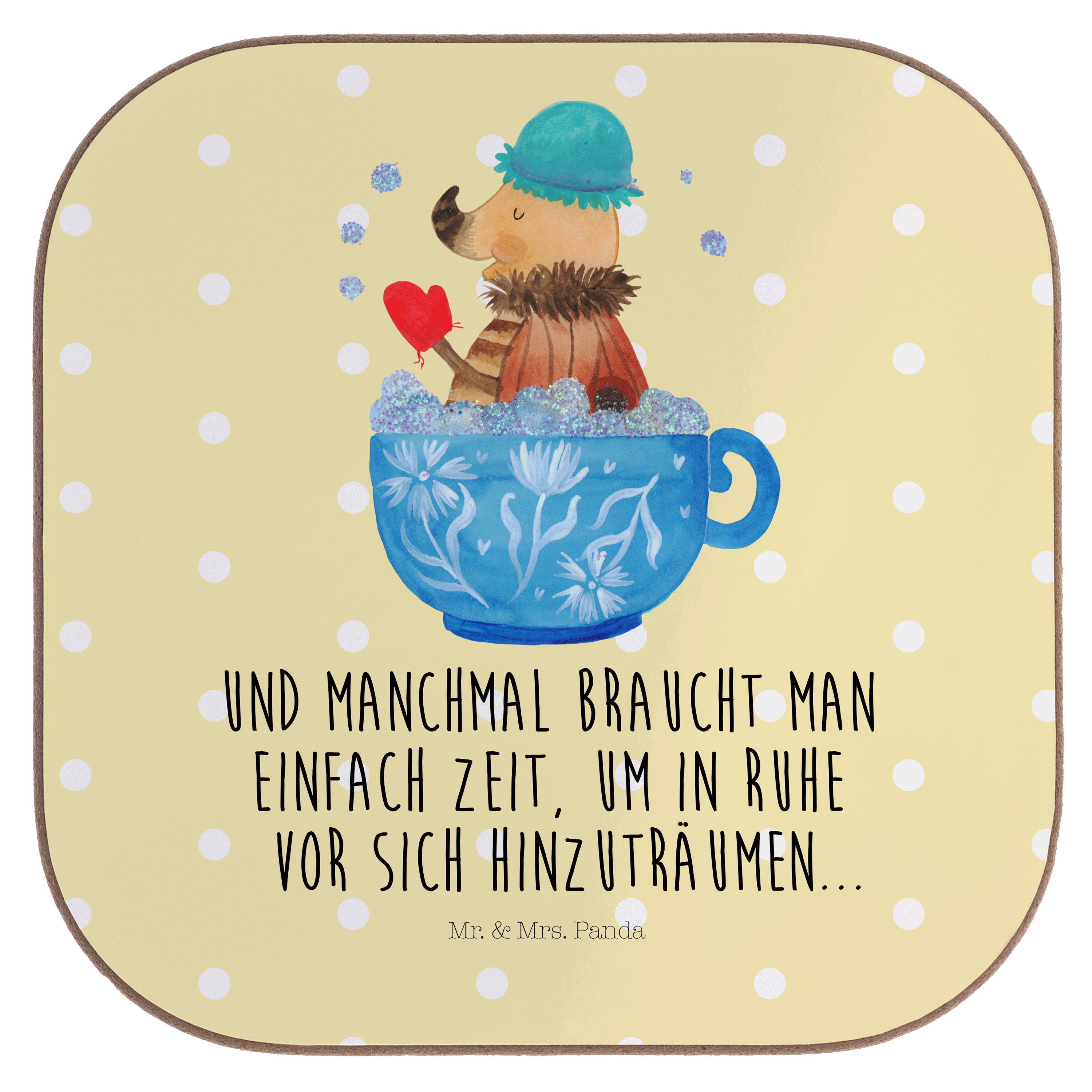 Geschenk, Pastell 1-tlg. - Mrs. Schaumbad Mr. Gelb Nachtfalter Getränkeuntersetzer, & Panda - Getränkeuntersetzer