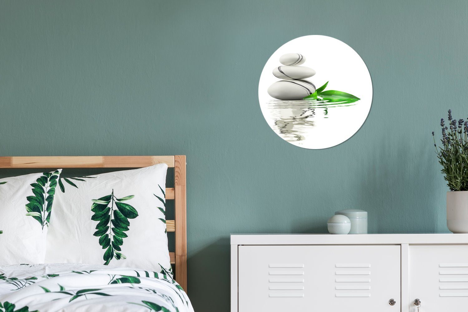 MuchoWow Wandsticker Zen-Steine im Wasser (1 St), Wandtattoo Selbstklebend, Wohnzimmer Deko Aufkleber, 30x30 cm