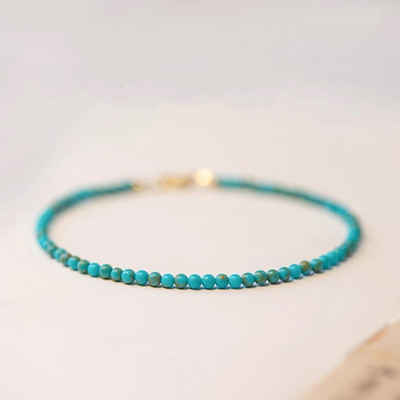 Fancifize Armband Perlenarmband Edelstein Turquoise Naturstein 3mm G19