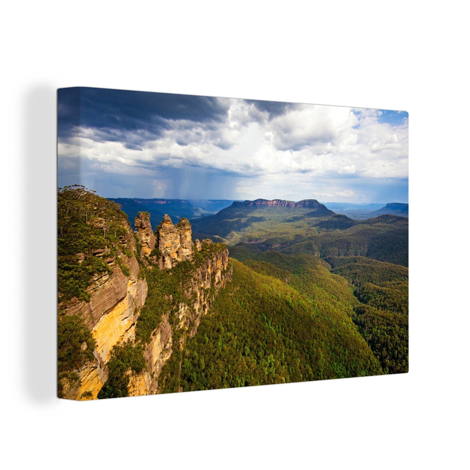 OneMillionCanvasses® Leinwandbild Grüne Berge im Blue Mountains National Park in Ozeanien, (1 St), Wandbild Leinwandbilder, Aufhängefertig, Wanddeko, 30x20 cm