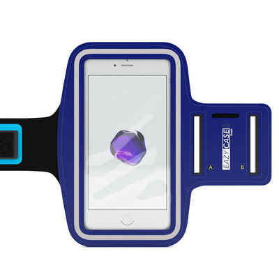 EAZY CASE Handyhülle Universal Sportarmband für Smartphones bis 5,5 Zoll, Arm Handyhülle Sportarmband Joggen Laufhülle Armtasche Reflektor Blau
