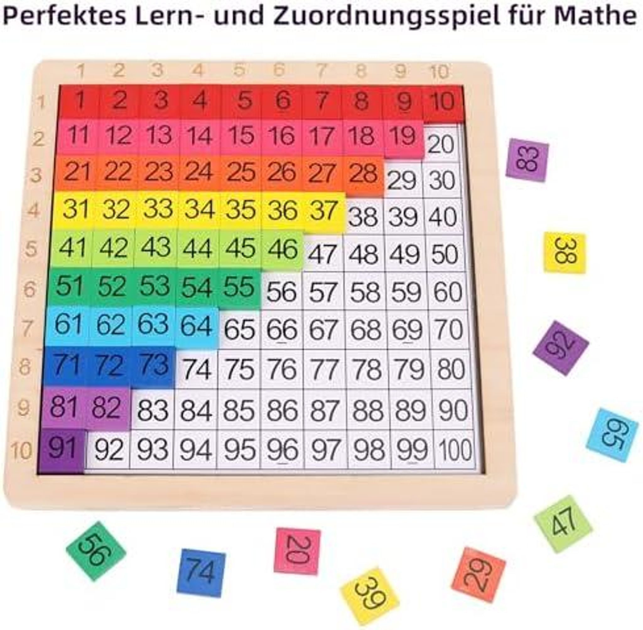 FELIXLEO Rechenschieber Montessori Mathe Spielzeug Hunderterbrett aus Holz Zahlen 1 bis 100, (1-tlg) – Bild 5 von 5