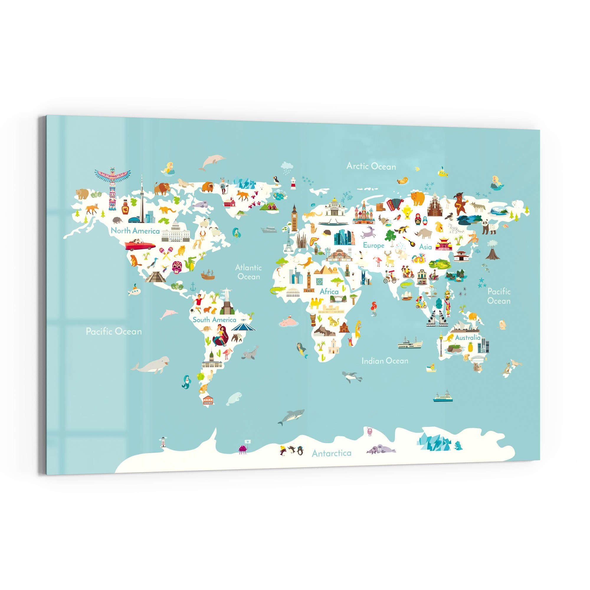 DEQORI Magnettafel 'Süße Weltkarte (Englisch)', Whiteboard günstig online kaufen