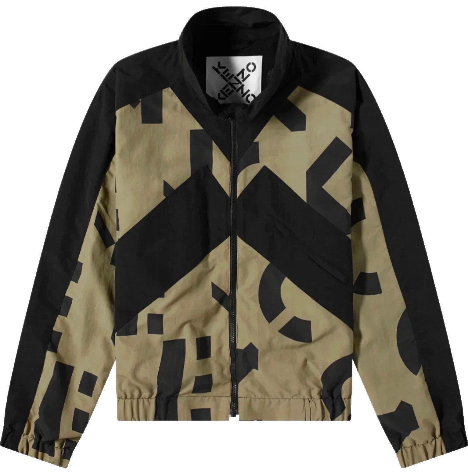 KENZO Allwetterjacke Regen Blouson Jacke Allover-Print mit Kenzo-Lettern, Paneel-Einsätze, Stehkragen