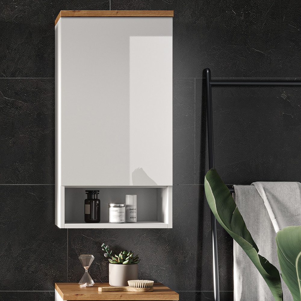 Vicco Hängeschrank Eden, Weiß Hochglanz/Artisan-Eiche, 40 x 77.5 cm mit 4 Fächer (1-St)