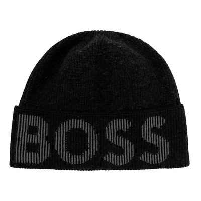 BOSS Strickmütze Lamico Hat mit eingestricktem Logo