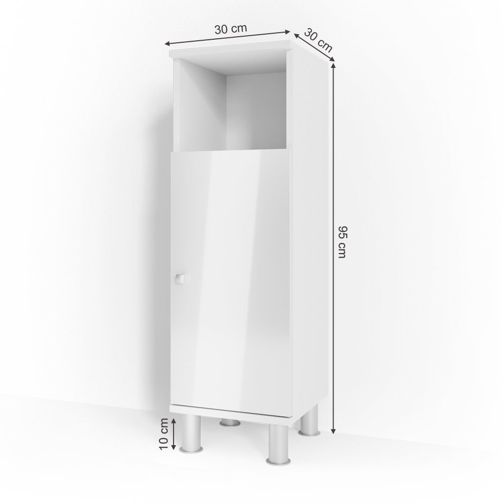 Vicco Midischrank Fynn, Weiß Hochglanz, 30 x 95 cm (1-St)