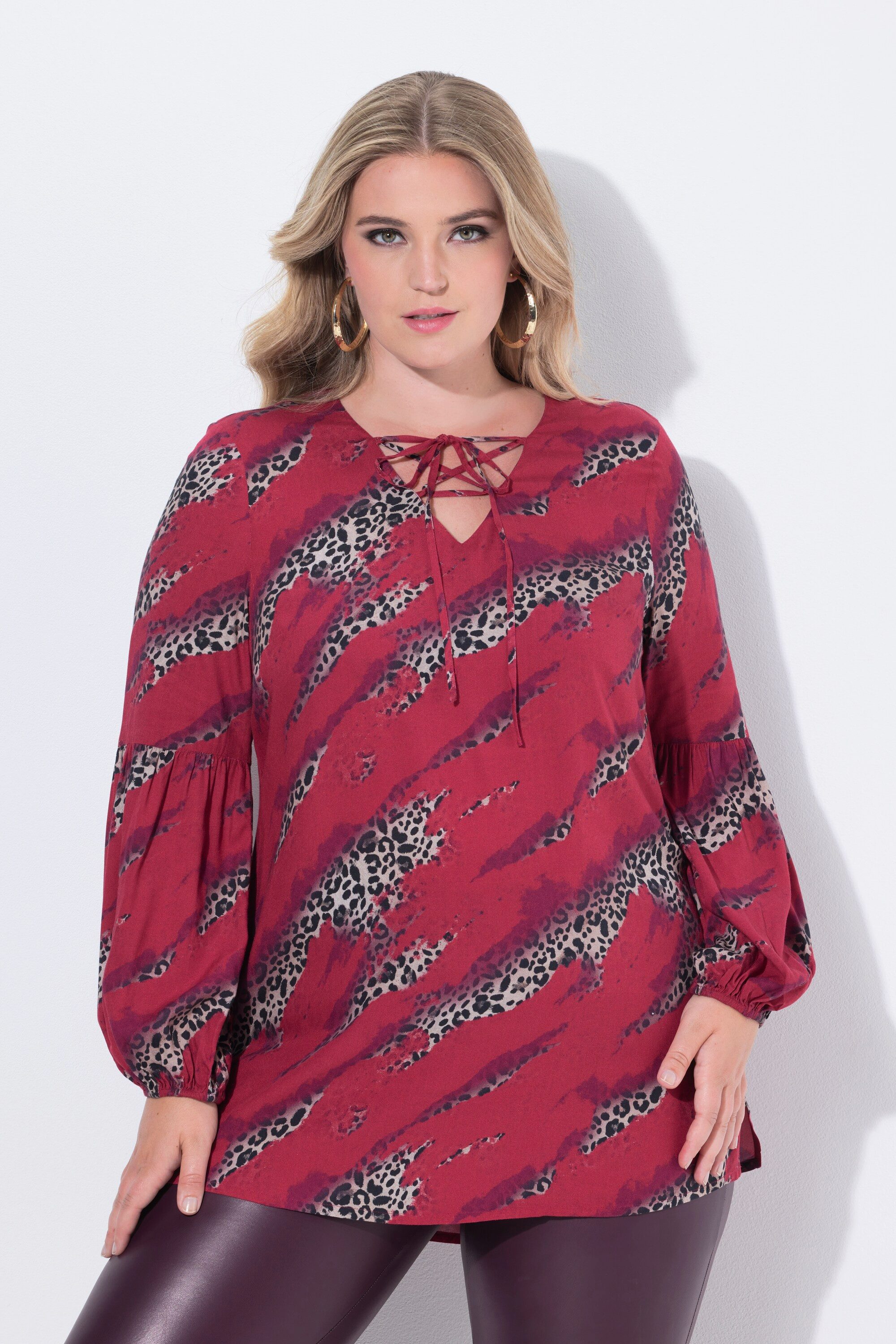 MIAMODA Satinbluse Schlupfbluse A-Linie Musterstreifen Ballon-Langarm günstig online kaufen