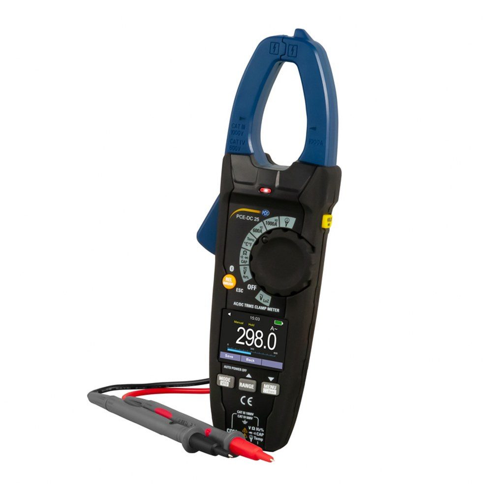 Montagewerkzeug Amperemeter PCE-DC 25, Bluetooth Schnittstelle / 0 - 1000 A AC/DC