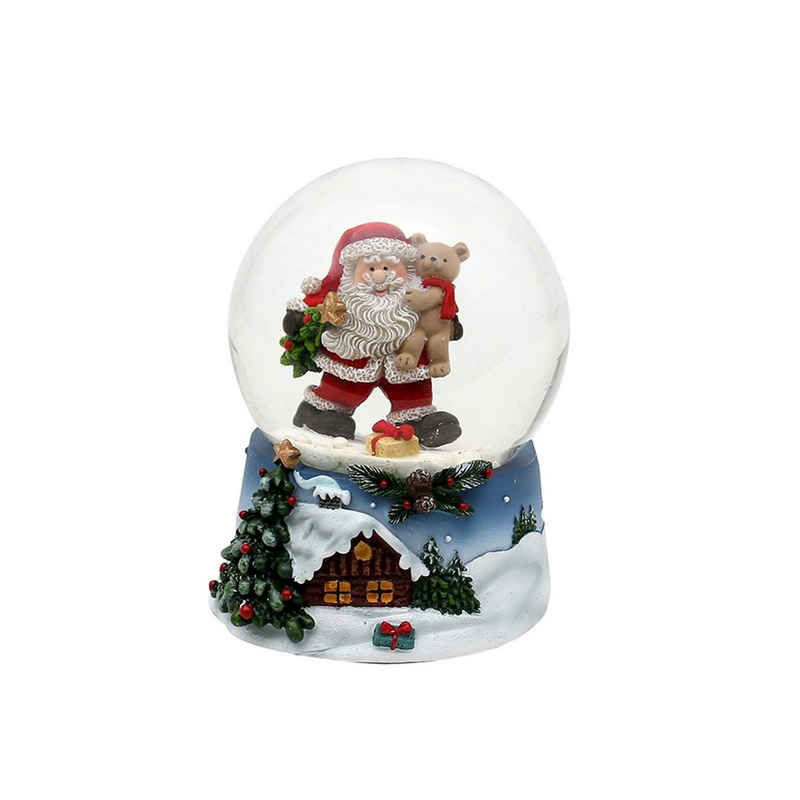 SIGRO Weihnachtsfigur Schneekugel, 2-fach sortiert, 1 Stück (Stück, 1 St., 1 Schneekugel Weihnachtsmann mit Teddy, Sockel mit Winterlandschaft)