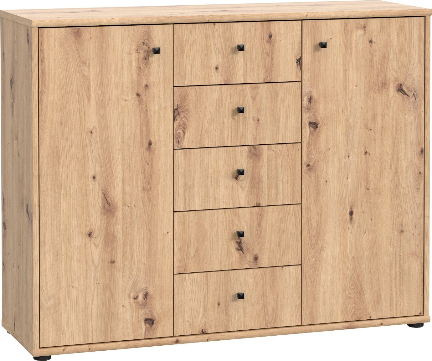 FORTE Kommode Tempra, Kommode, 2 Türen, 5 Schubkästen, viel Stauraum, Breite 108,8 cm