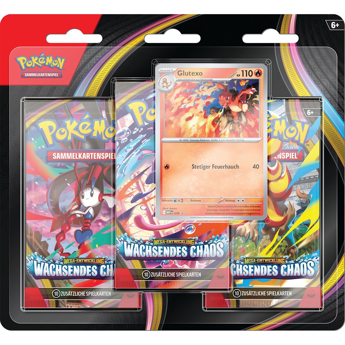 The Pokémon Company Sammelkarte Pokemon Wachsendes Chaos - 3-Pack-Blister - DE