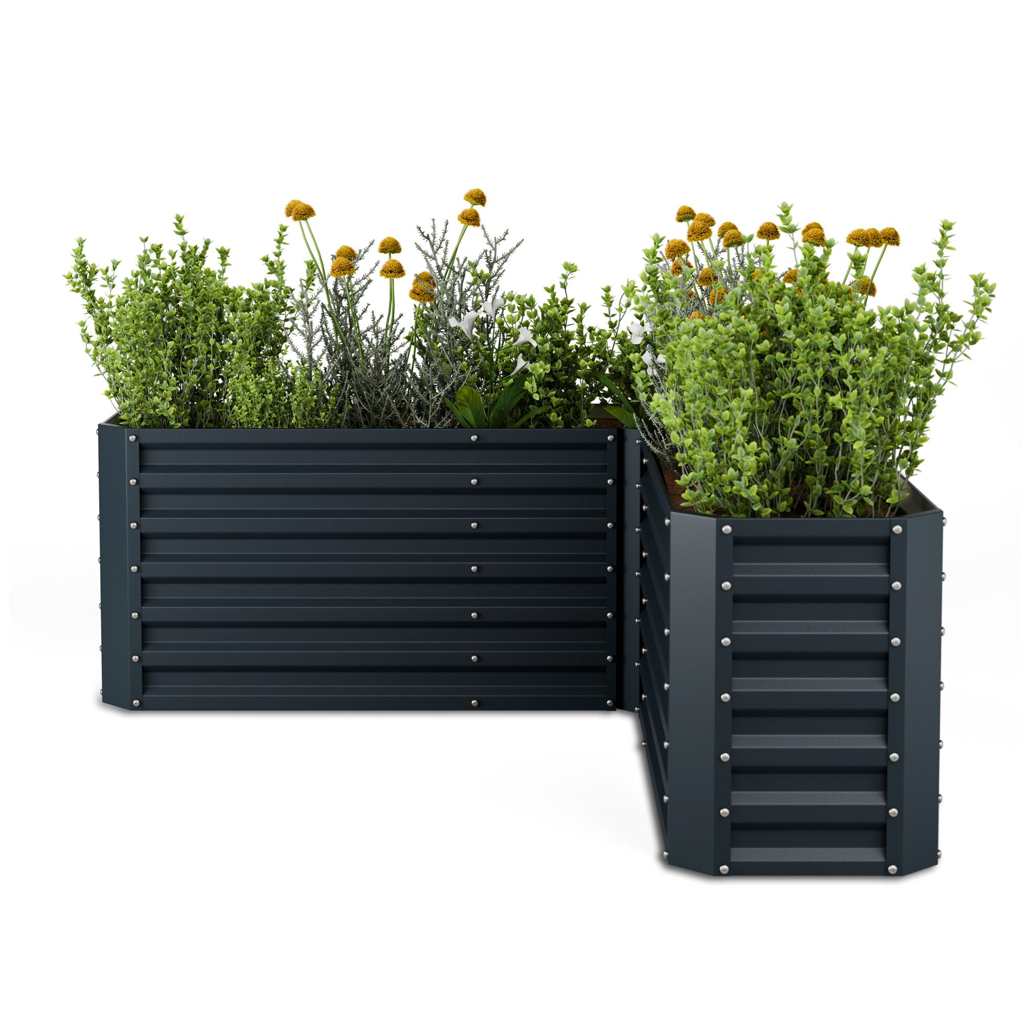 blumfeldt Hochbeet Highgrow (Set, Set), Pflanzkübel Outdoor Balkon außen L form Stahl Garten