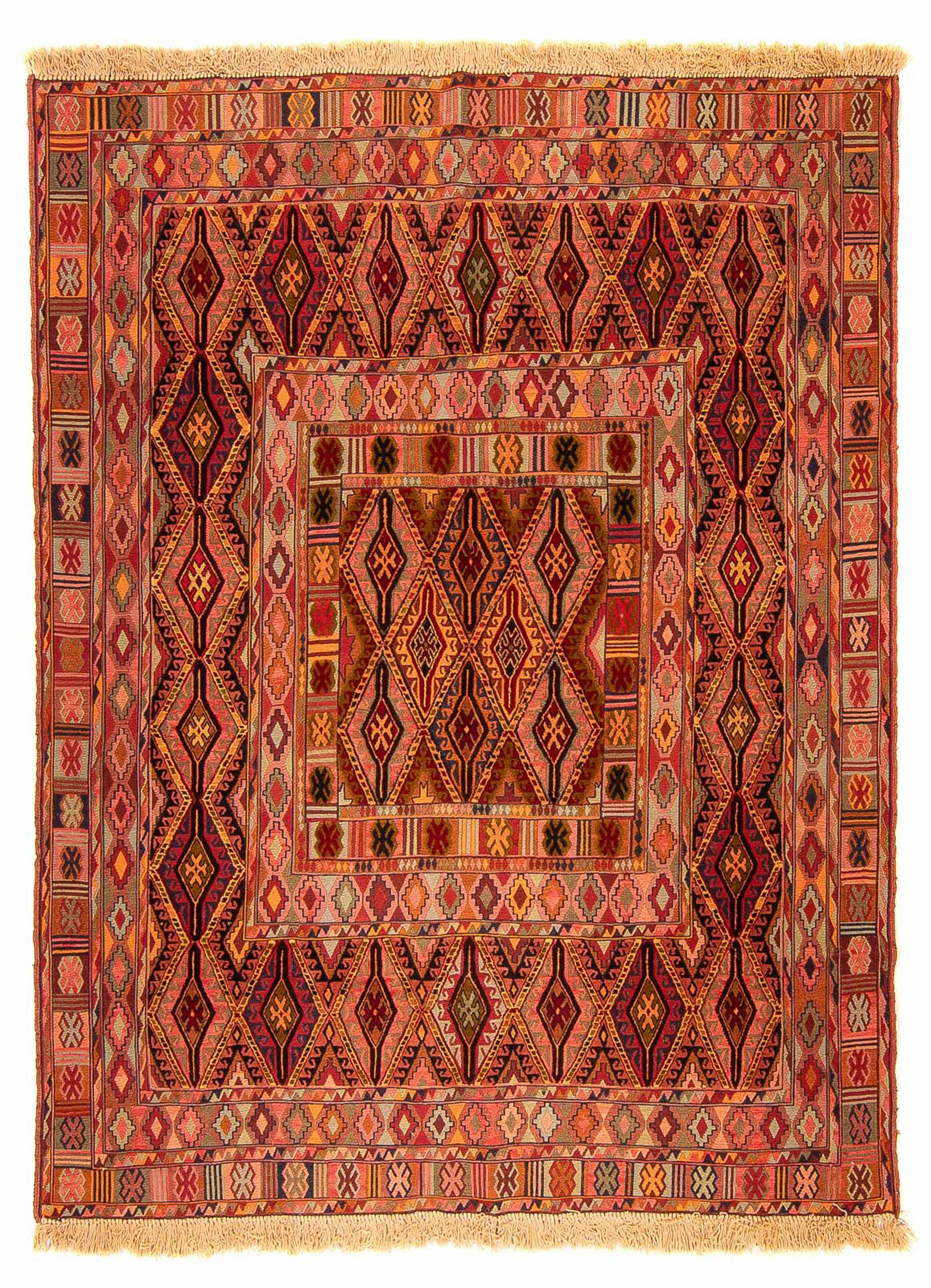 Wollteppich Kelim - x - 4 mehrfarbig, mm, rechteckig, morgenland, Höhe: Oriental Einzelstück - 175 147 cm Wohnzimmer