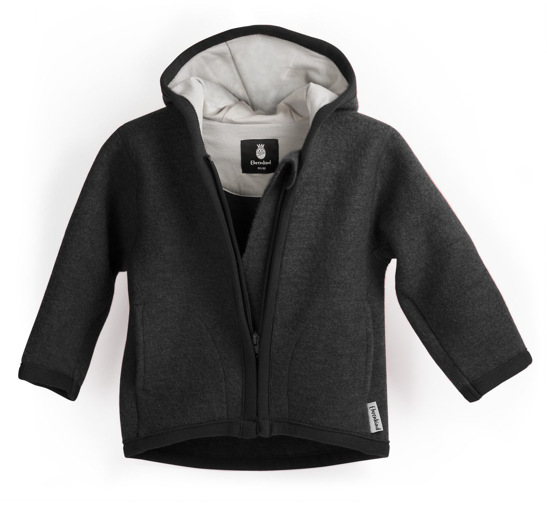 Ehrenkind Walkjacke, Jacke für Kinder aus Merino Schurwolle mit Reißverschluss (aus hochwertiger Walkwolle, atmungsaktiv und temperaturausgleichend) Jacke für Jungen und Mädchen