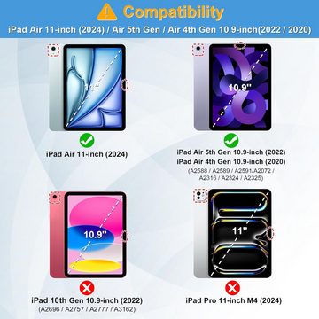 Fintie Tablet-Hülle für iPad Air 11 Zoll M2(2024), iPad Air 5. Gen(2022)/Air 4. Gen 10,9'', kristallklare Rückseite mit diskretem, einziehbarem Stifthalter