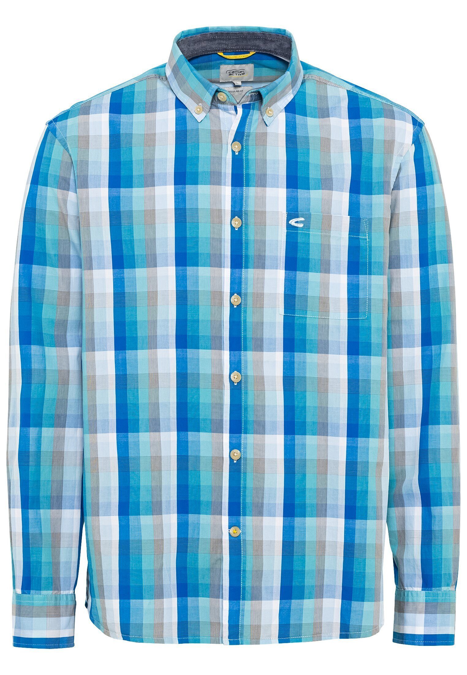 camel active Langarmhemd aus reiner Baumwolle Button-Down