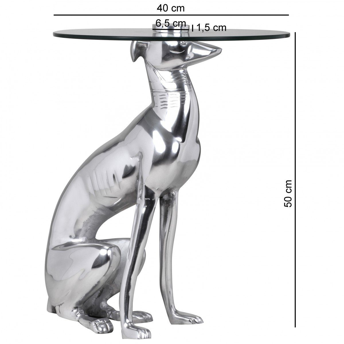 Wohnling Beistelltisch Design Deko Beistelltisch Figur DOG aus Aluminium Farbe Silber