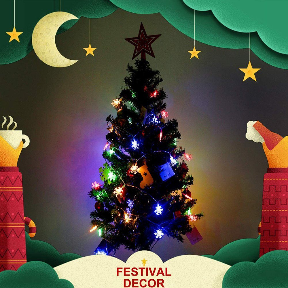 Weihnachts Wasserdicht Weihnachtsbaum, Rosnek Multicolor 6M 3M Party / LED-Lichterkette Schneeflocke 20-flammig, Beleuchtung,für