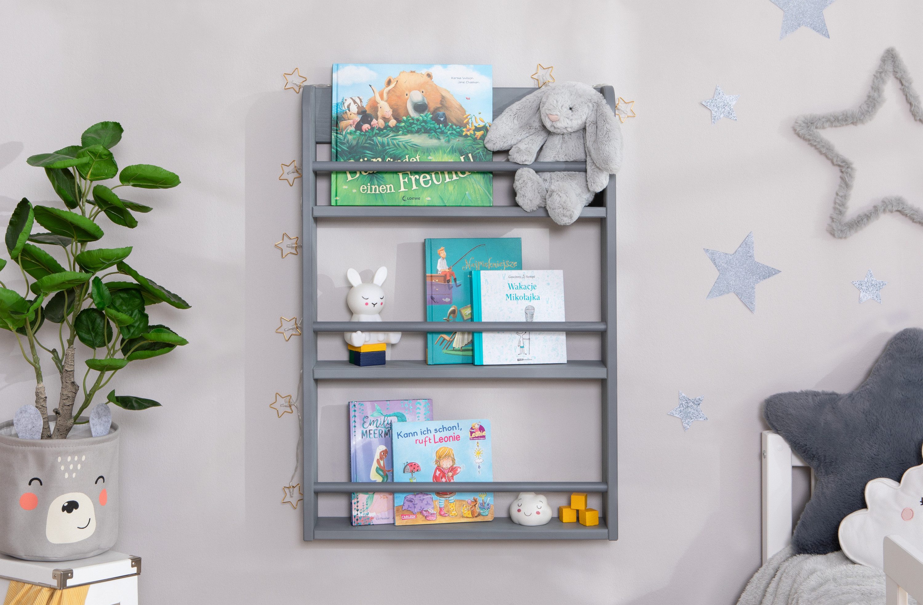 Ticaa Wandregal Kinder Bücherregal Toni 55x80 & 60x130, in verschiedenen Farben erhältlich