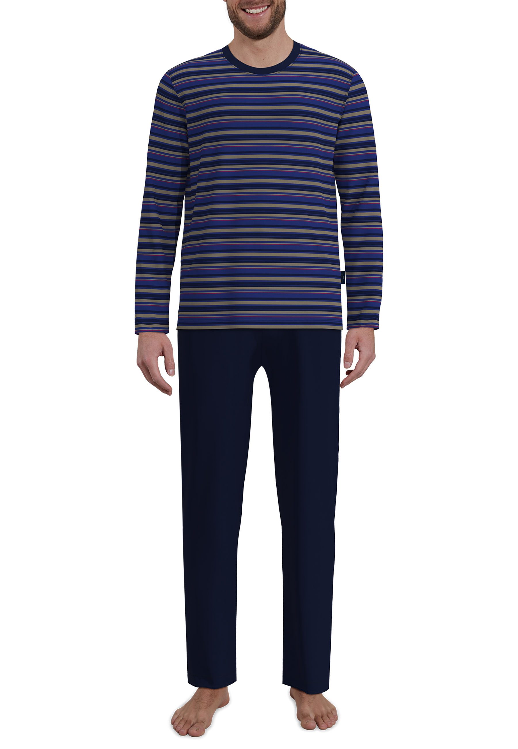 GÖTZBURG Pyjama GÖTZBURG Herren Pyjama blau quergestreift (1 tlg) günstig online kaufen