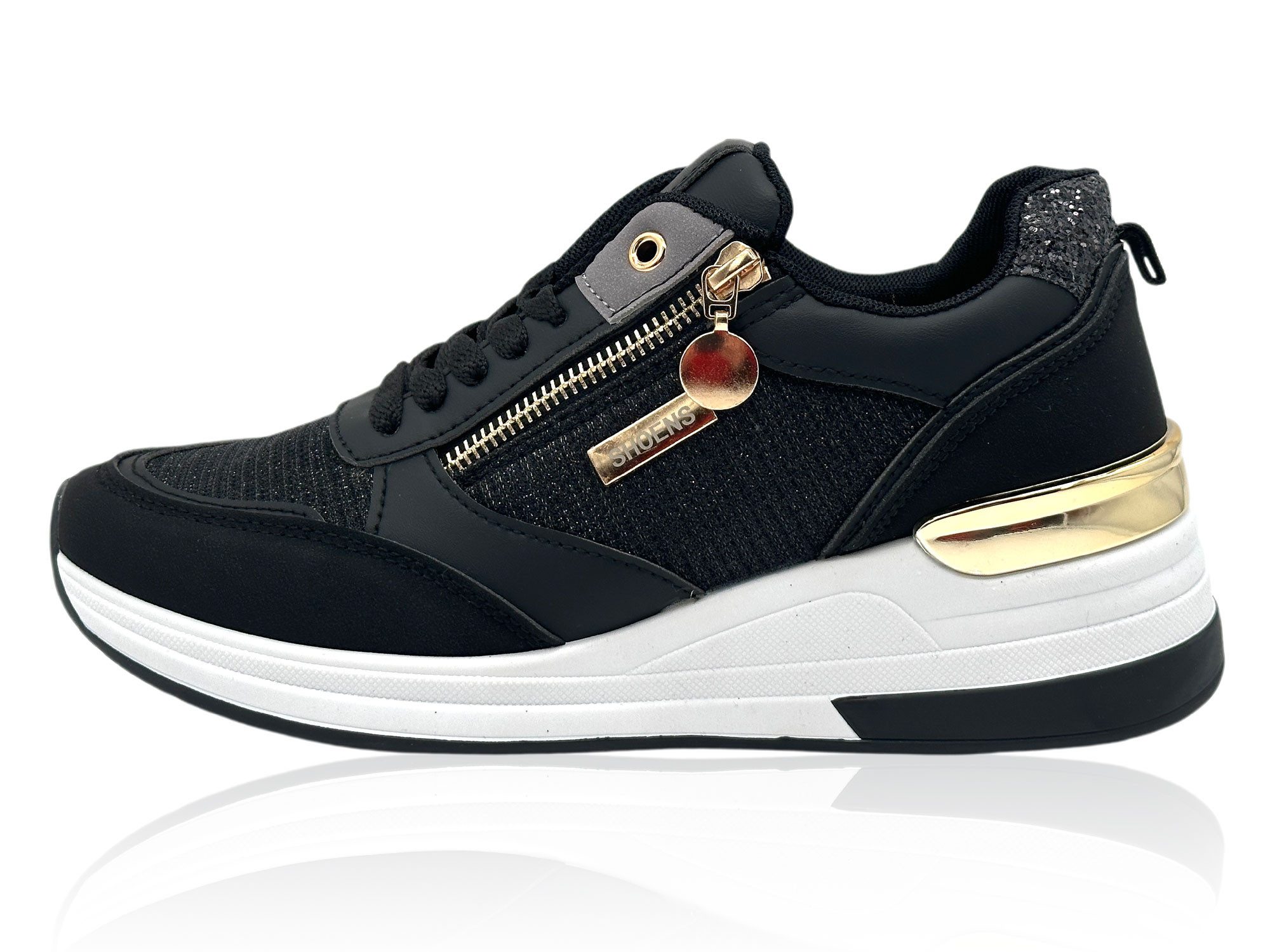 Nowaland Modische Damen Freizeitsneaker mit Zierdetails und Reißverschluss Sneaker Modisches Design, leichte Plateausohle und dekorative Details