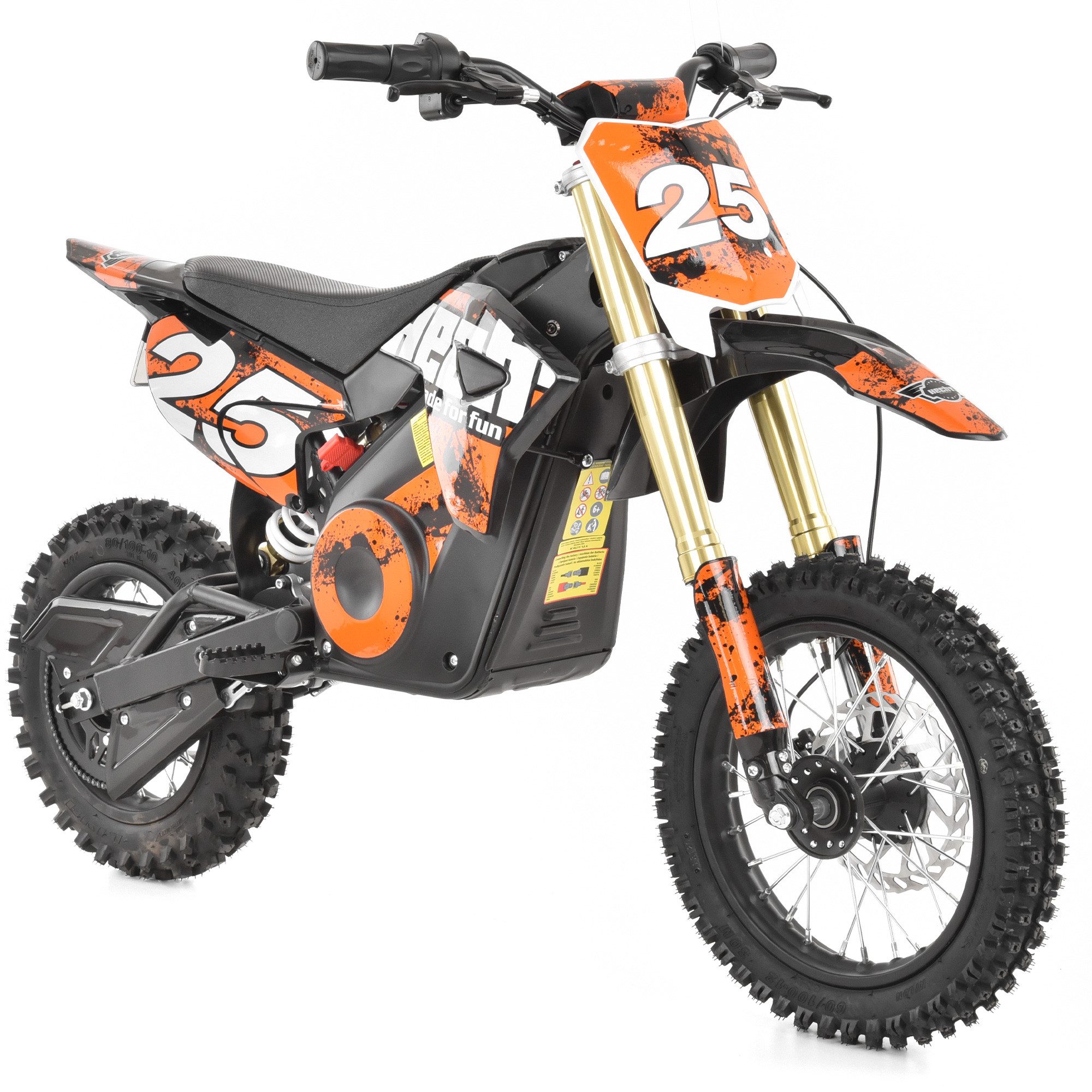 Hecht Elektro-Kindermotorrad 59100 Orange 1000 W Akku Pocketbike bis 28 km/h, Offroad Mini-Bike, Scheibenbremsen, gefedert, Blei-Gel-Akku