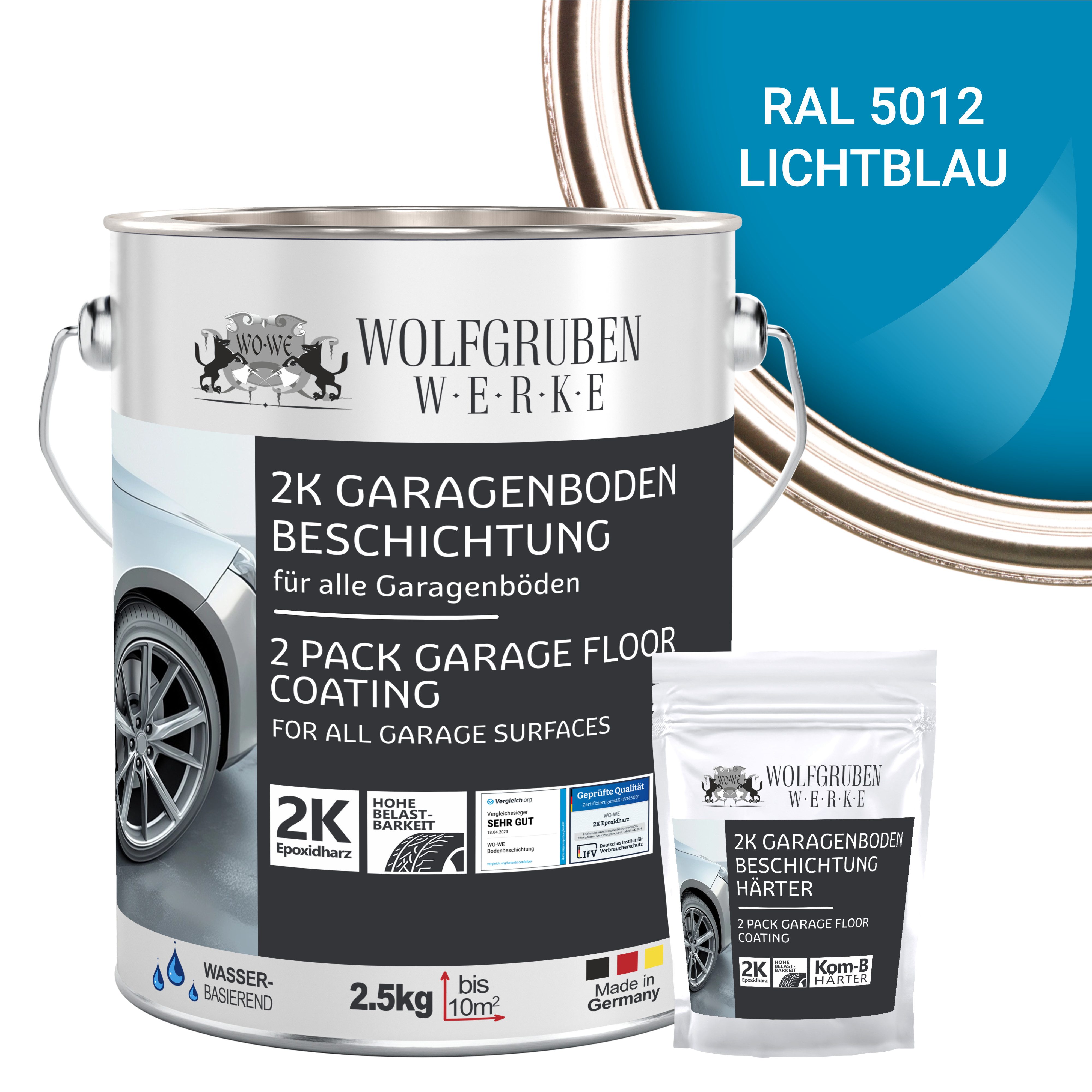 WO-WE Bodenversiegelung 2K Garagenbodenbeschichtung W707, Betonfarbe, Garagenfarbe, Bodenbeschichtung