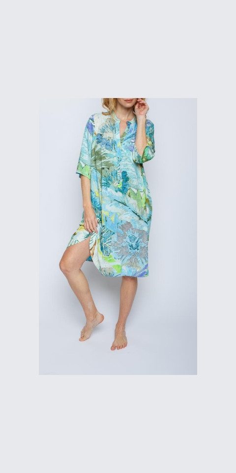 Emily Van Den Bergh Blusenkleid Kleid EMILY VAN DEN BERGH aqua floral