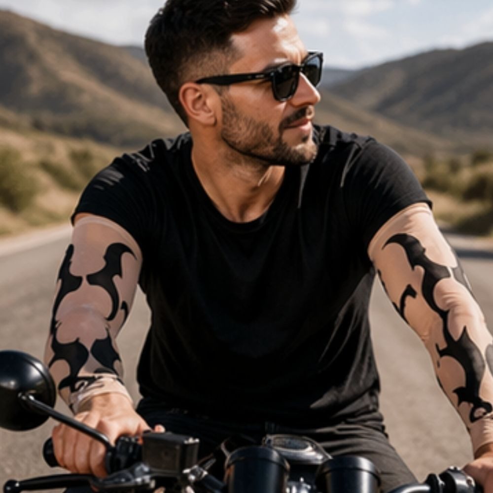 Kaiser24 Armstulpen Tattoo Armstulpen 1 Paar Schwarz Sleeves Herren Damen Look