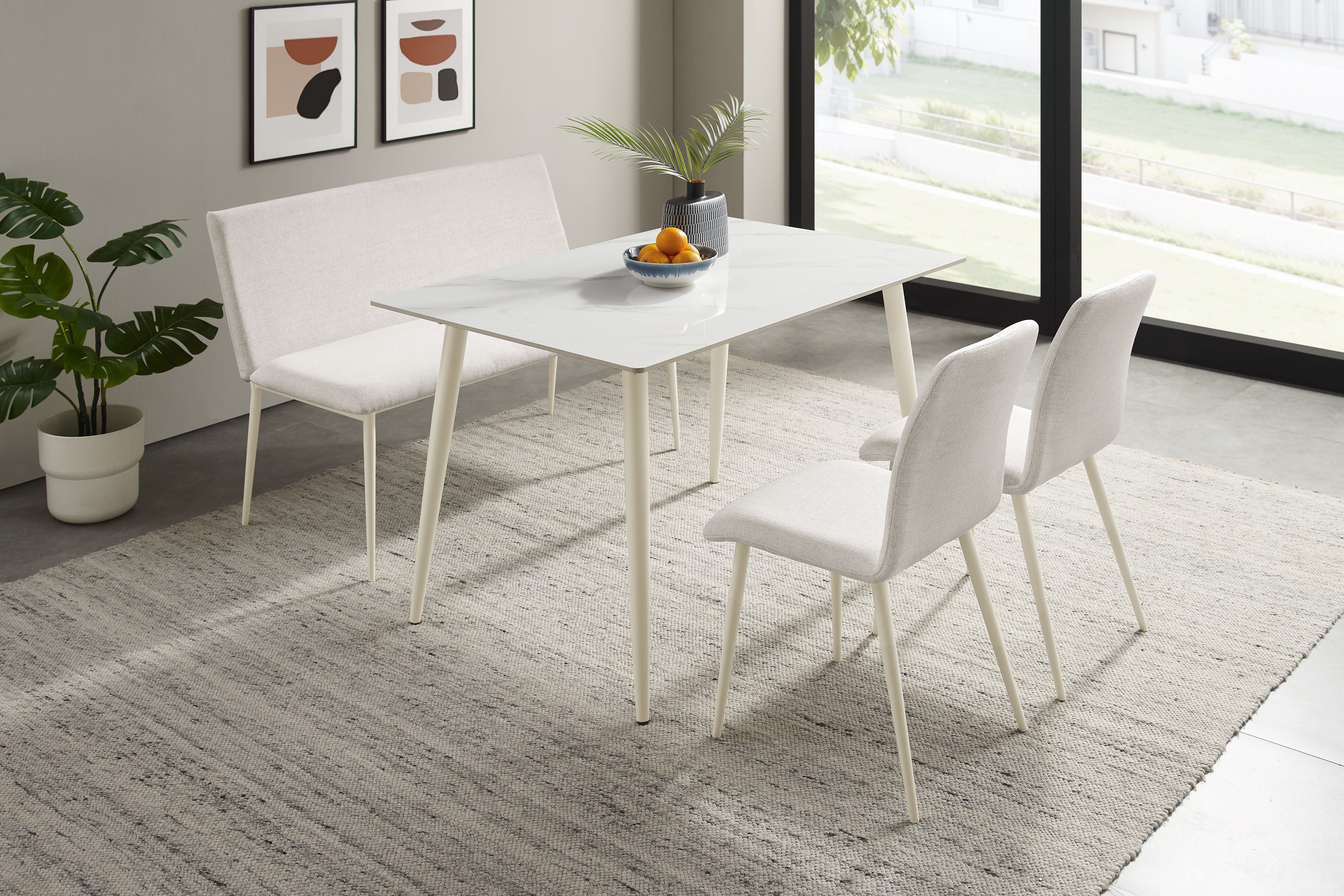 OTTO home Essgruppe Kryce, (Set, 4-tlg., 120 cm Esstisch + 2 Stühle + Bank) günstig online kaufen