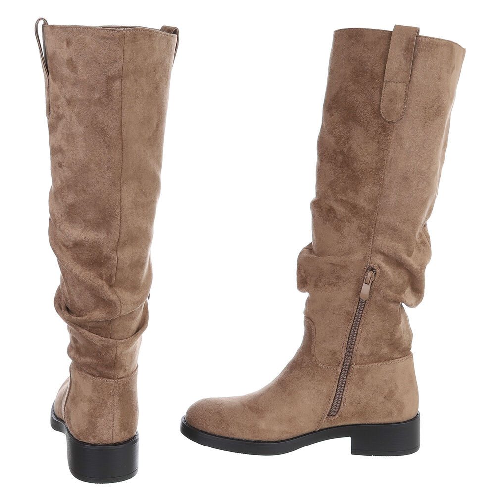 Ital-Design Damenstiefel mit hohem Schaft und Blockabsatz Stiefel (92269303) Blockabsatz Flache Stiefel in Hellbraun – Bild 5 von 5