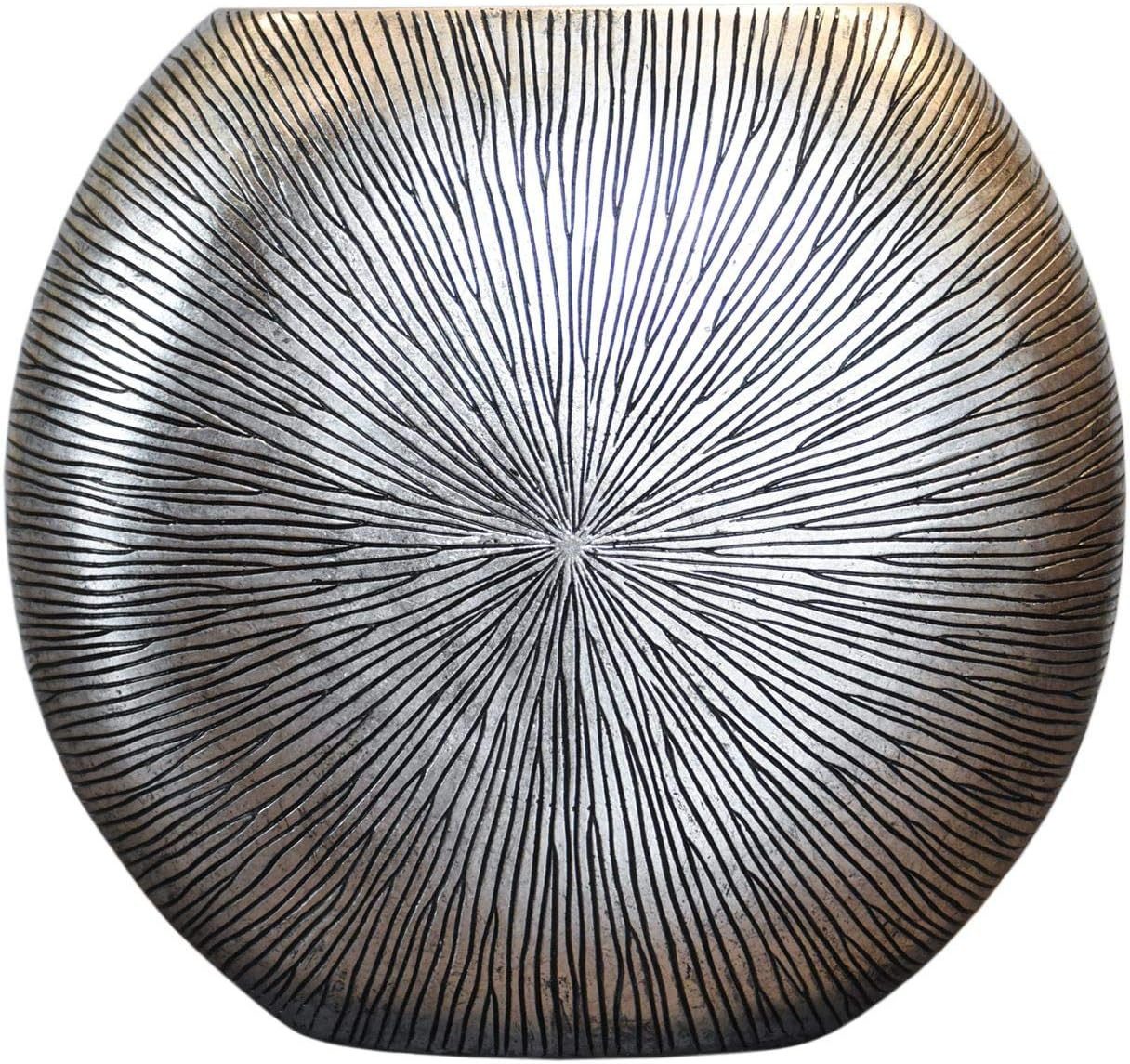 Bodenvase Fiberglas ATENA Rund - Silber Mit Muster