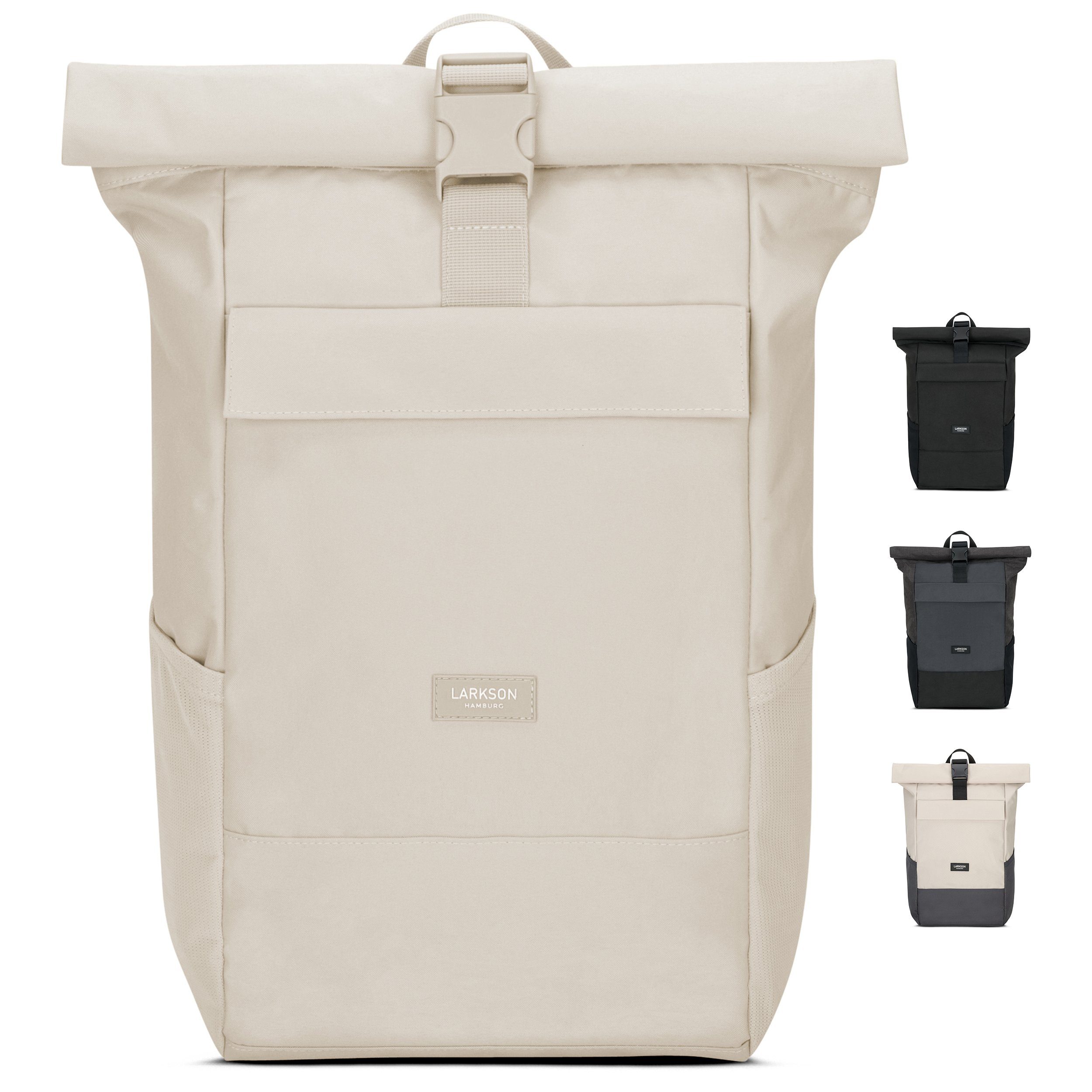 Laptop Rolltop 4, LARKSON Cityrucksack Sand No Wasserabweisend Herren, Fach, Damen