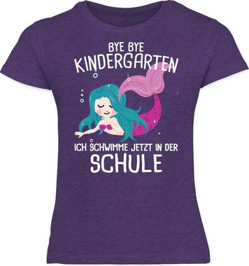 Shirtracer T-Shirt Bye Bye Kindergarten ich schwimme jetzt in der Schule Einschulung Mädchen