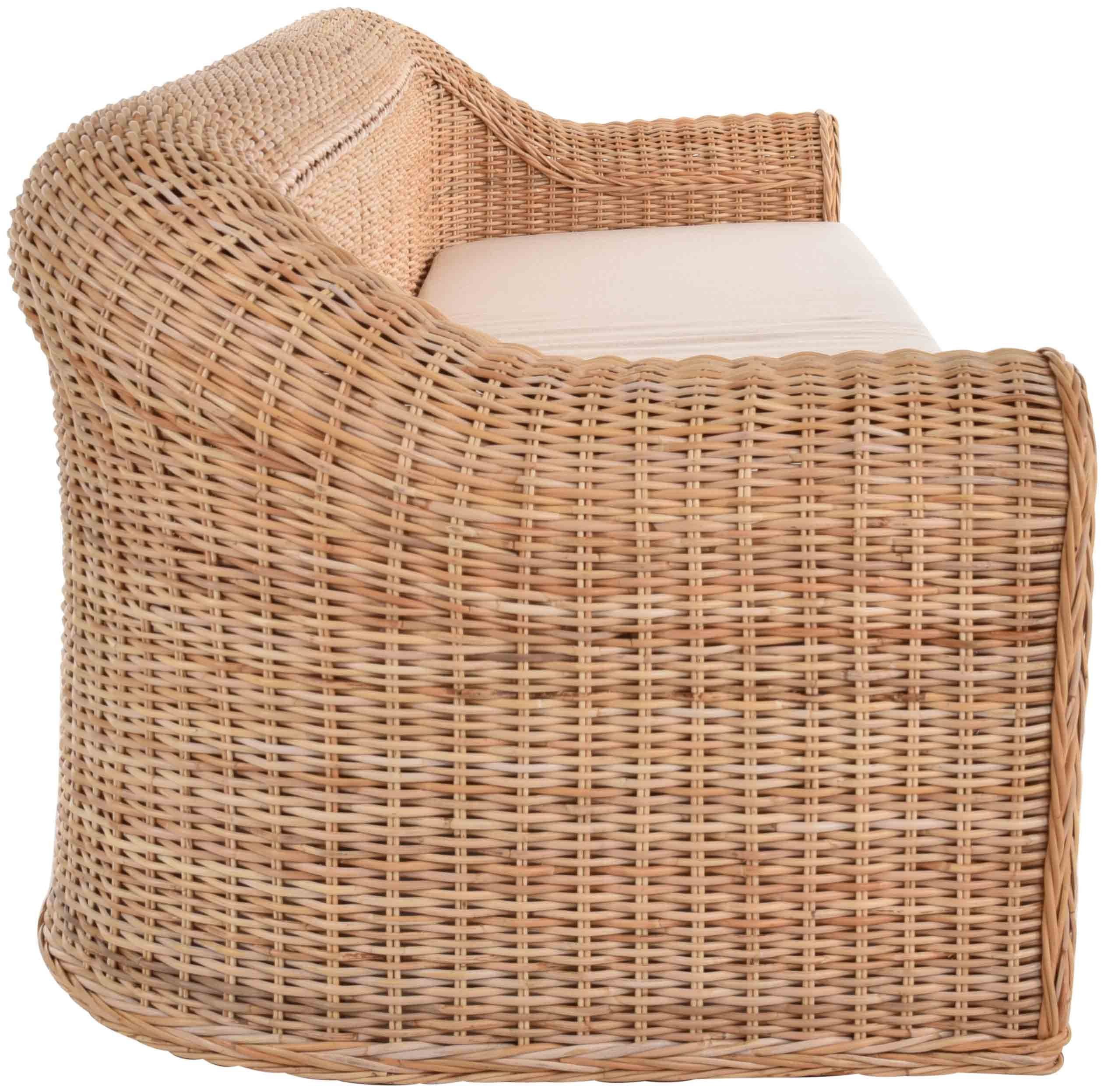 Krines Home Loungesofa Rattansofa Wohnzimmer Couch aus echtem Rattan Lounge Sofa 4-Sitzer, Stabiler Holzrahmen