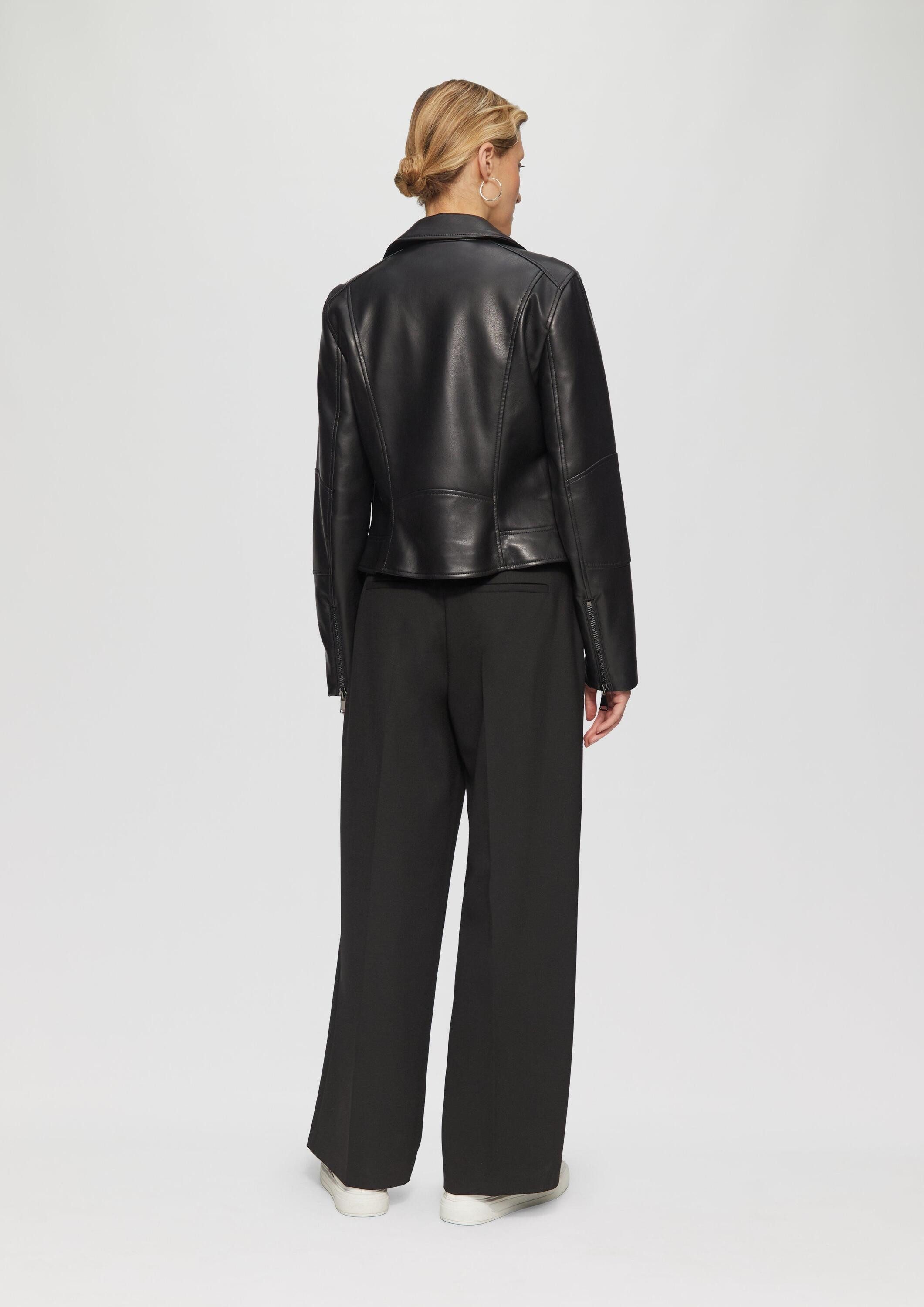 s.Oliver Funktionsjacke Indoor-Jacke Schmal geschnittene Kunstleder-Jacke mit Reverskragen