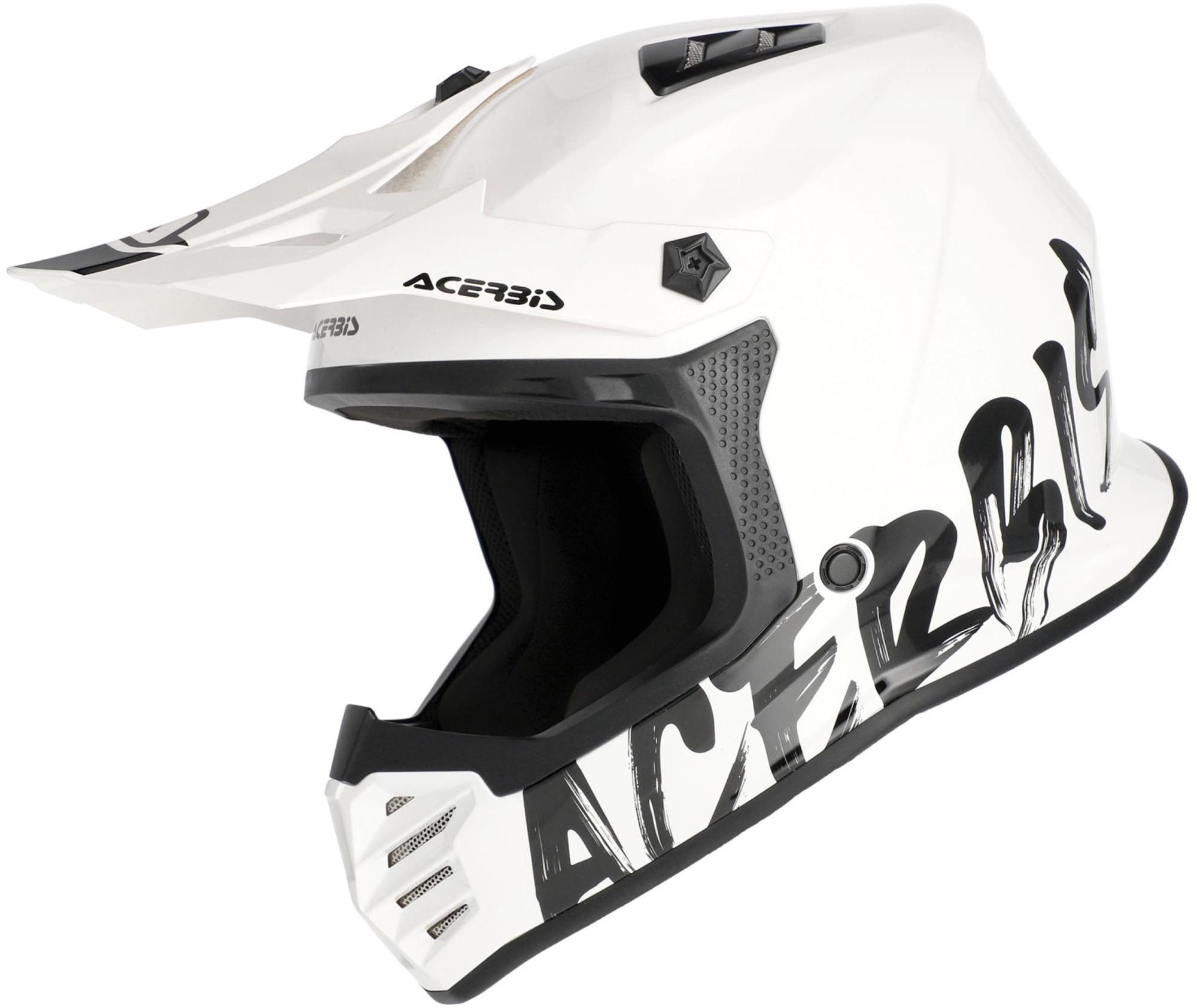 Acerbis Motocrosshelm Profile White Jugend Motocross Helm, herausnehmbares Innenfutter