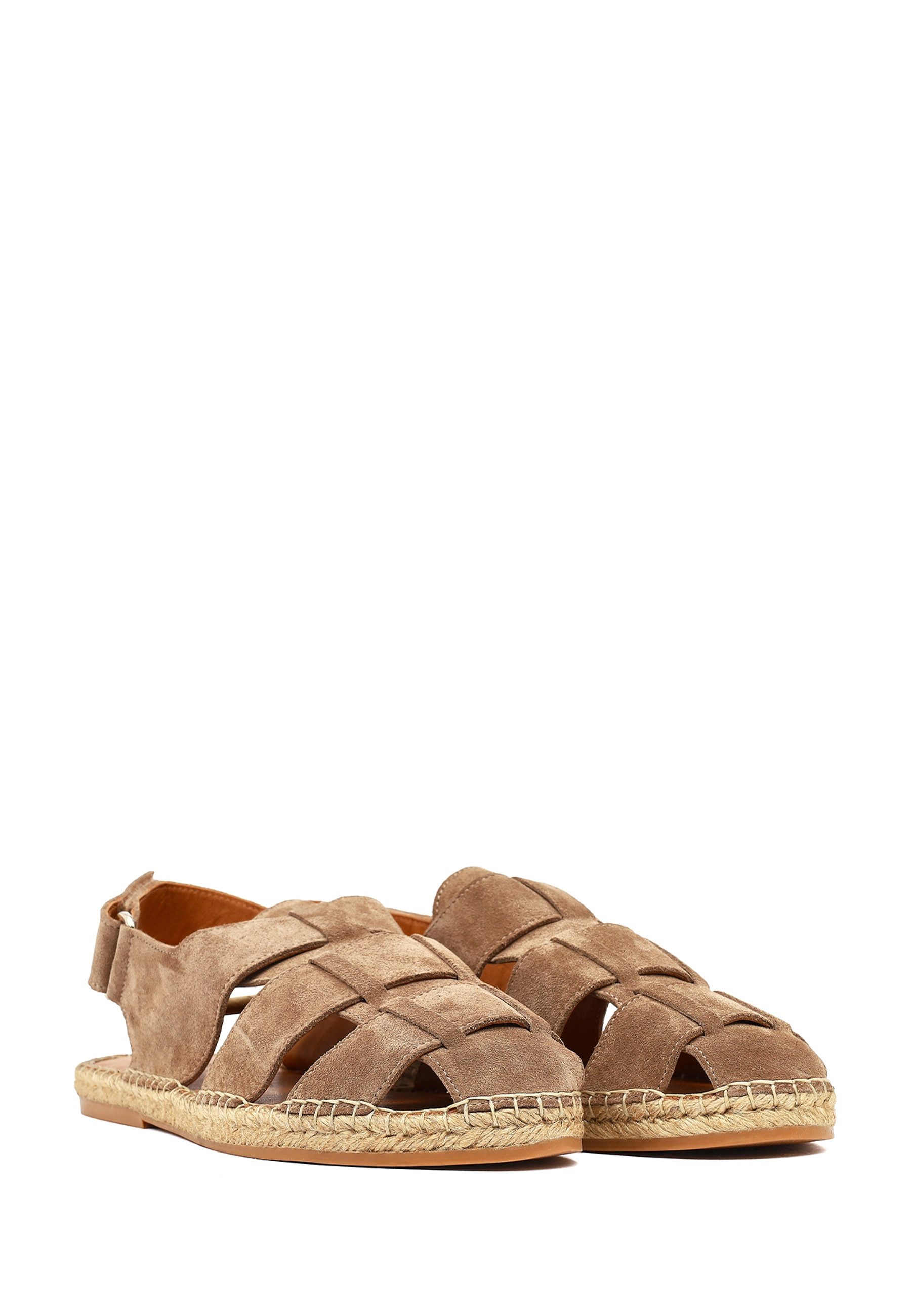 Derimod Espadrille-Sandaletten aus Veloursleder Sandale Wildleder, Lederfutter, Gummisohle, Verstellbarer Riemen