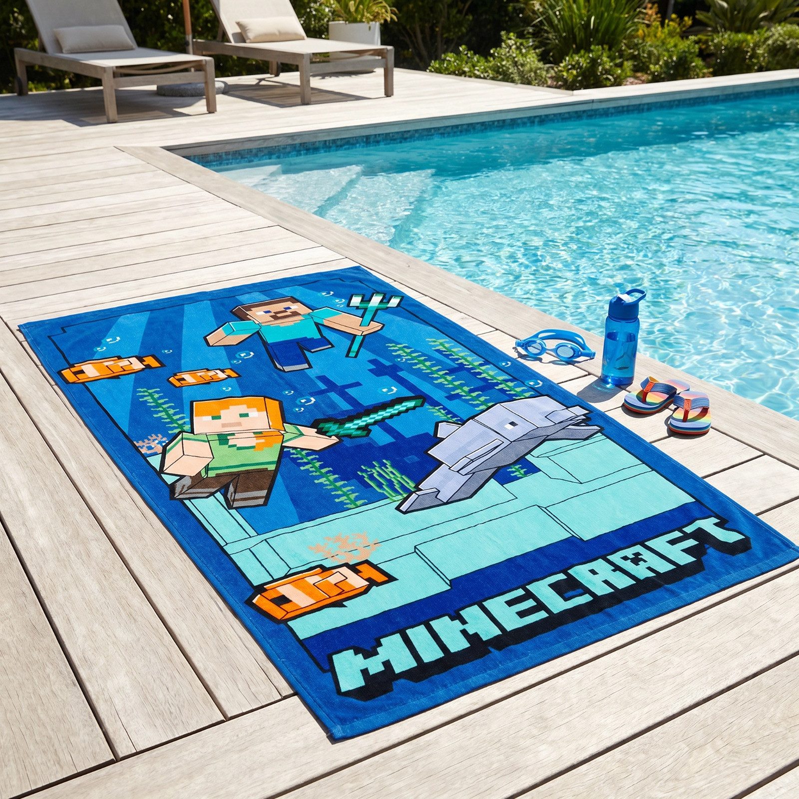 Minecraft Strandtuch MInecraft Gamer Steve Alex Mikrofaser Badetuch Strandtuch XL 70x140 cm, (1-St)