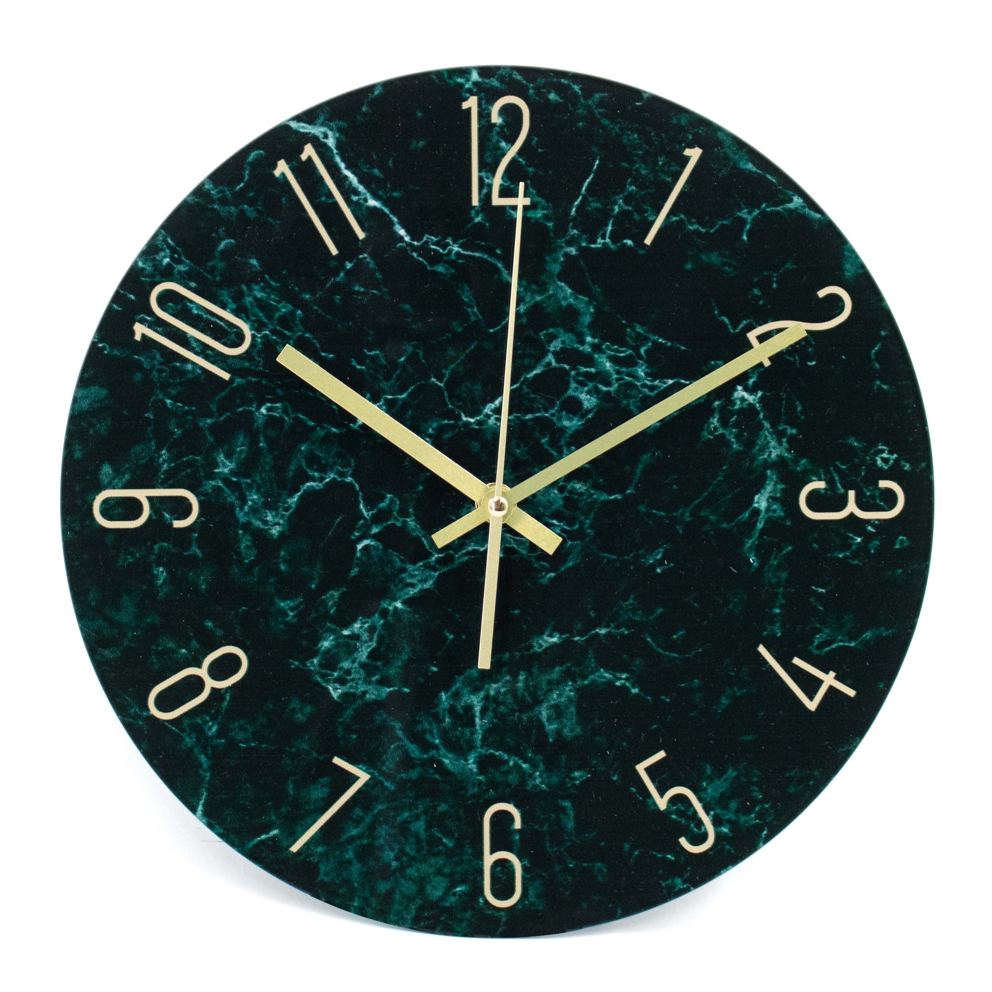 K&L Wall Art Wanduhr Steinoptik Glasuhr Analoge Wanduhr aus Glas Uhr Marmor günstig online kaufen