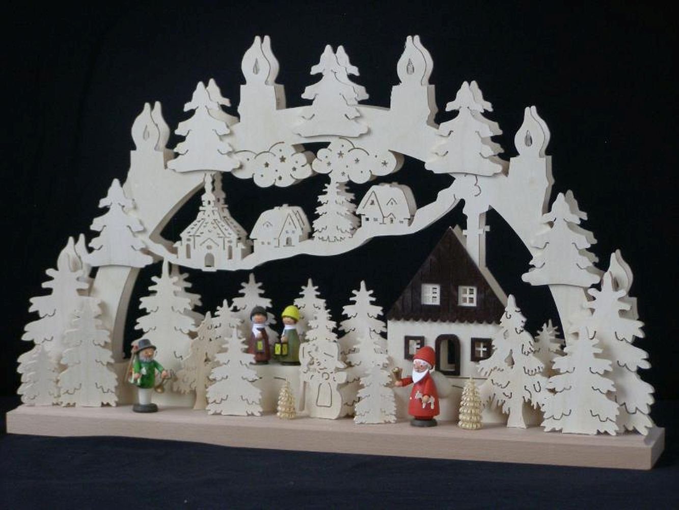 Lichterbogen Schwibbogen mit Weihnachtsmann Laternenkinder und Beleuchtung BxHxT 50