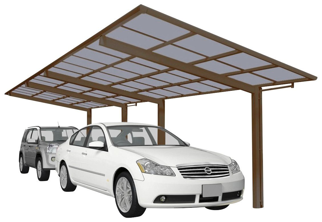 Ximax Doppelcarport Linea Typ 80 Tandem-bronze, BxT: 273x983 cm, 240 cm Einfahrtshöhe, Aluminium | Carports